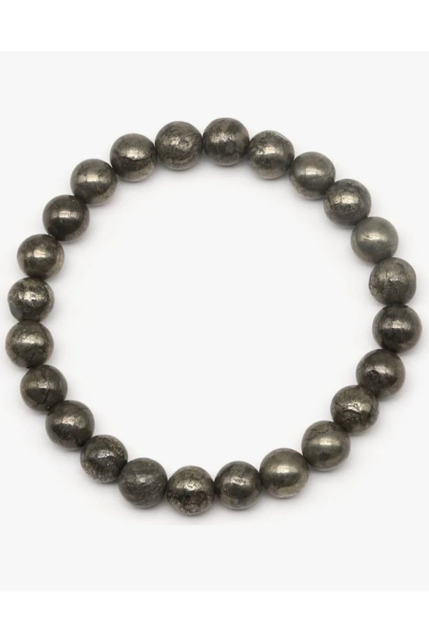 Pyrite Natural Stone Bracelet 8 mm Round Cut