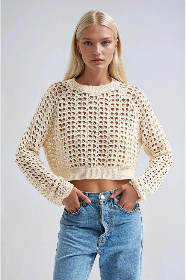 File Detaylı Örme Triko Kazak 1395 - 1