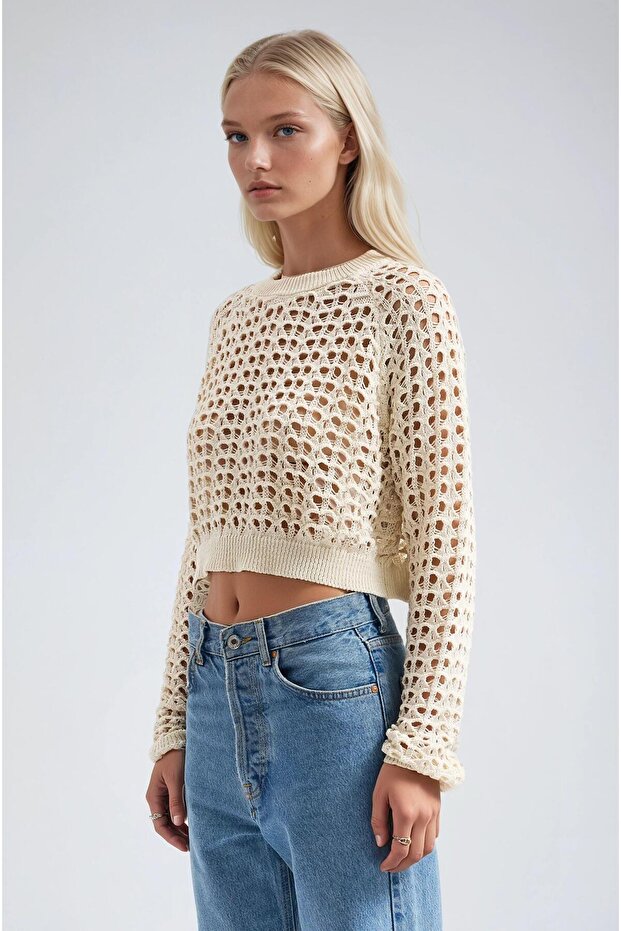 File Detaylı Örme Triko Kazak 1395 - 4