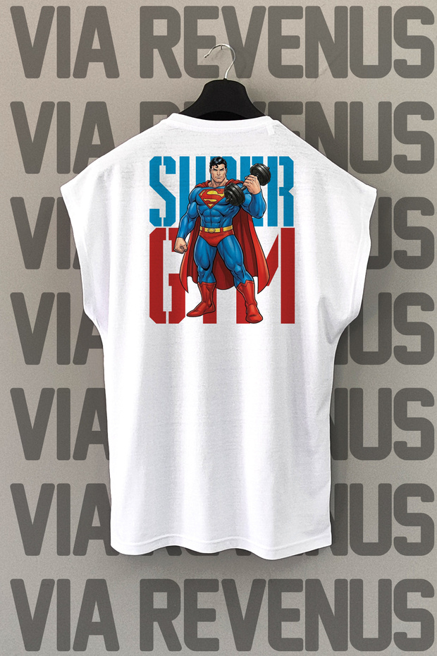 Super Gym Back Printed Zero Sleeve 100% Cotton Sports Tshirt
