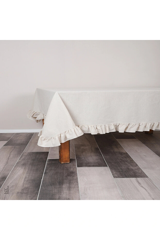 Raw Linen Ruffle Tablecloth