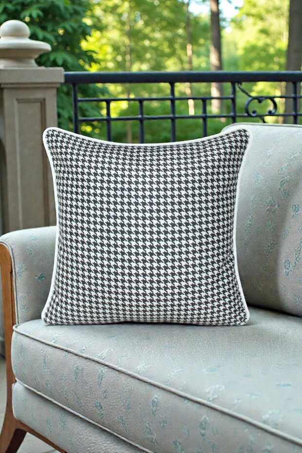 غطاء وسادة منقوش 45x45 راشيل محبوك مخملي مطبوع رقميًا على الوجهين أبيض حواف أسطوانية