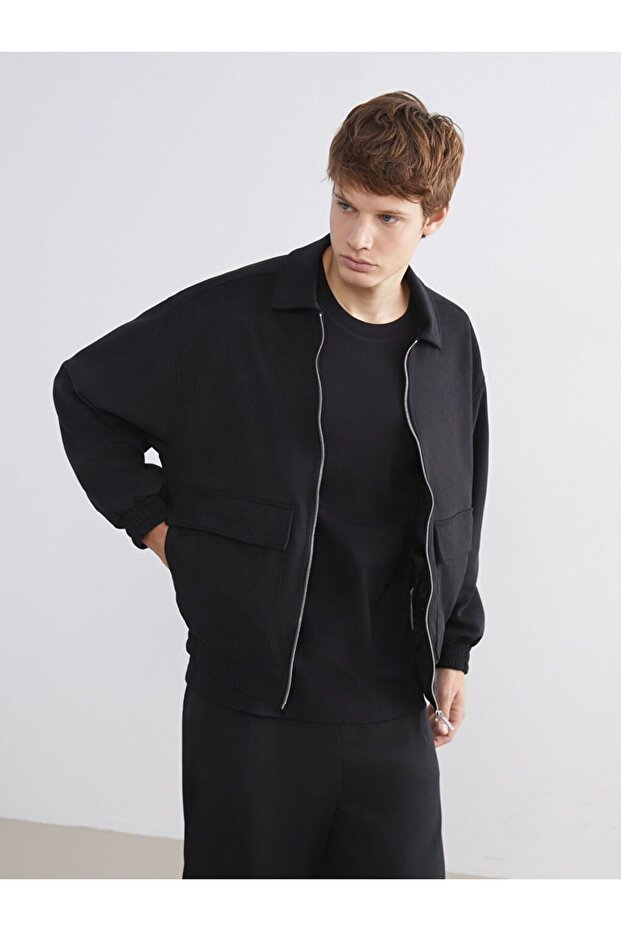 Xside Black Comfortable Fit Suede Men's Jacket