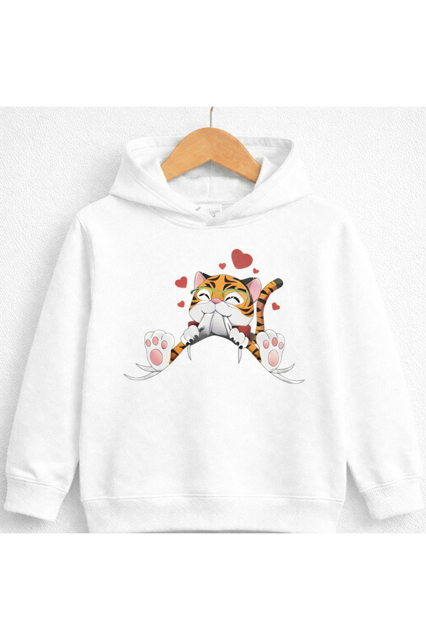 Unisex 100% Cotton Cat B Printed Children's K Hooded Sweatshirt
