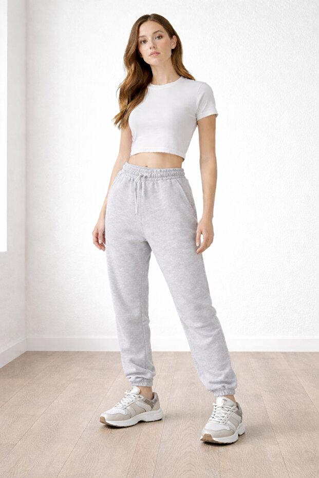 Women's 3 Threaded Elastic Cuffed Jogger Sweatpants