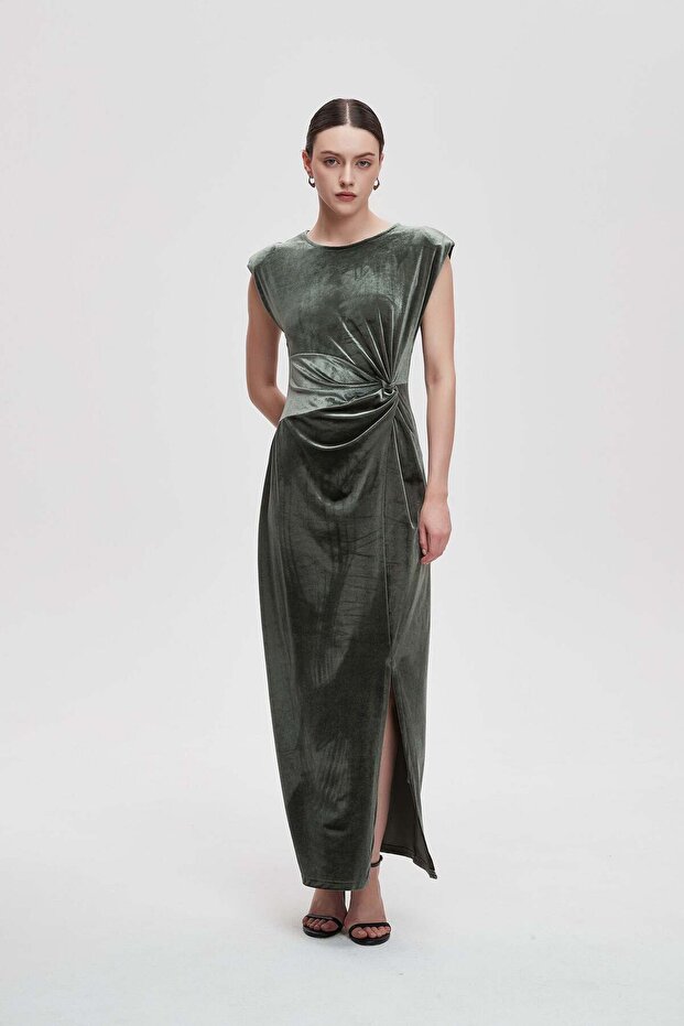 فستان طويل سادة بدون أكمام - 6