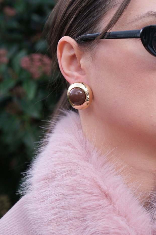 Bitter Coffee Gold Steel Earrings