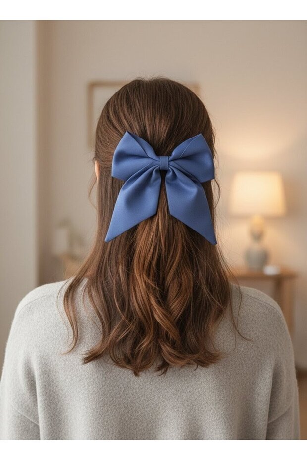 Blue Women's Colorful Automatic Bow Buckle Handmade