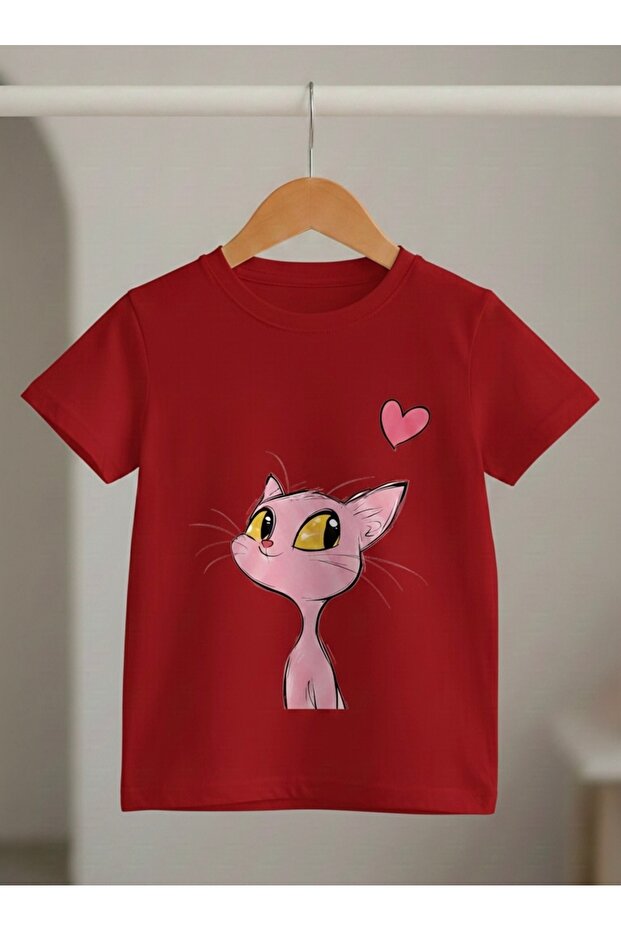 Unisex 100% Cotton Cat Printed Children's T-Shirt