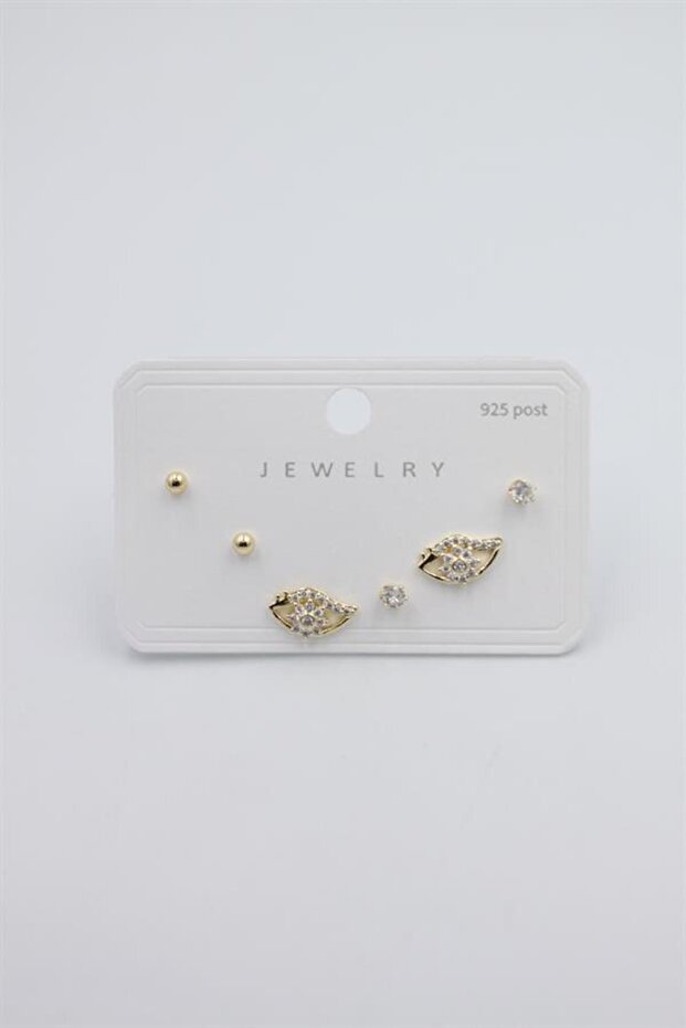 مجموعة أقراط متعددة - ذهبي - 2