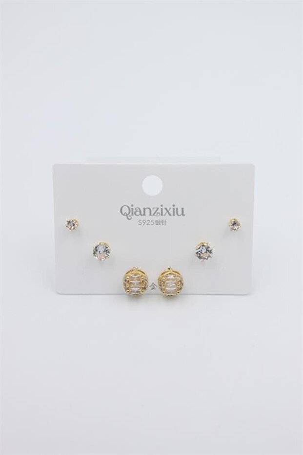 مجموعة أقراط متعددة - ذهبي - 2