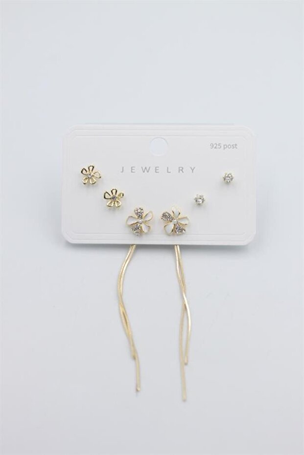 مجموعة أقراط متعددة - ذهبي - 2