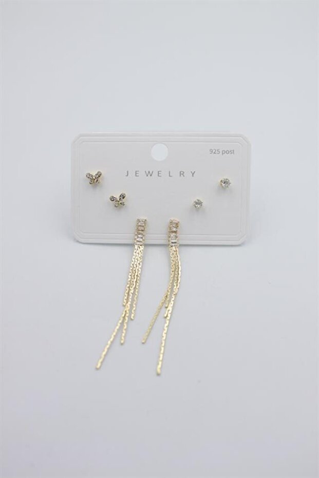 مجموعة أقراط متعددة - ذهبي - 1