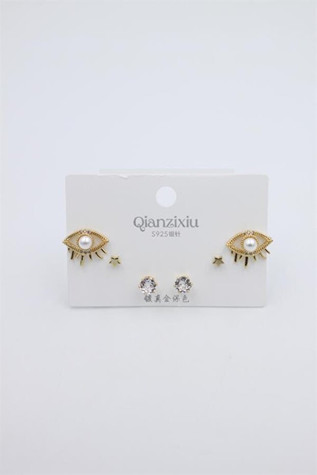 مجموعة أقراط متعددة - ذهبي - 1