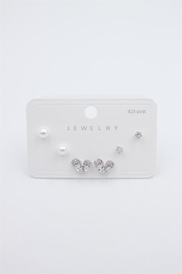 مجموعة متعددة من الأقراط - فضية - 1