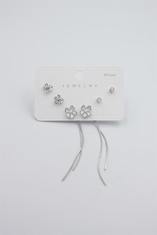 Multiple Set Earrings - Silver - 1