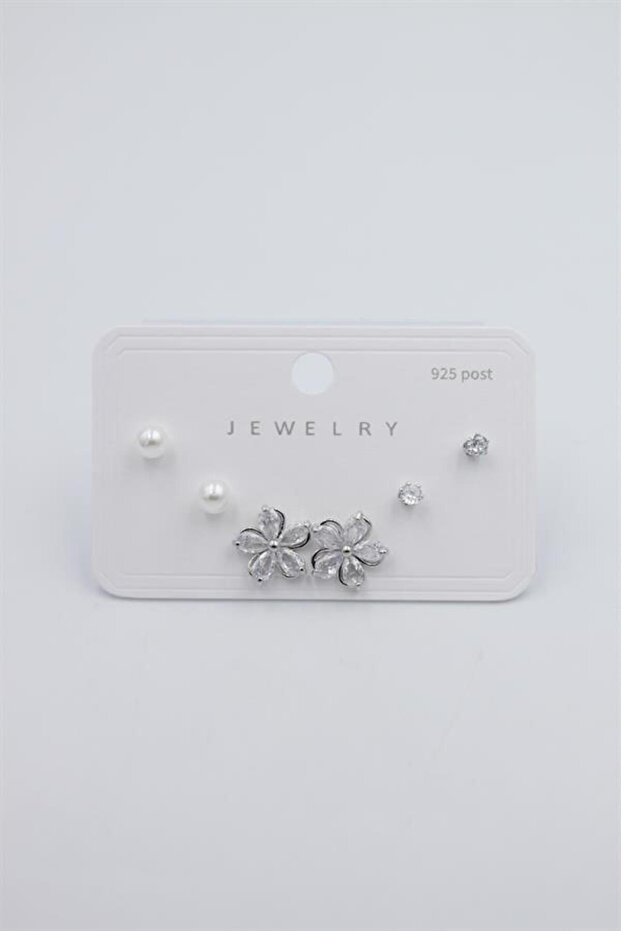 مجموعة متعددة من الأقراط - فضية - 1