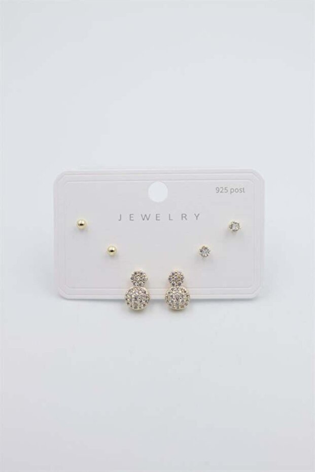 مجموعة أقراط متعددة - ذهبي - 1