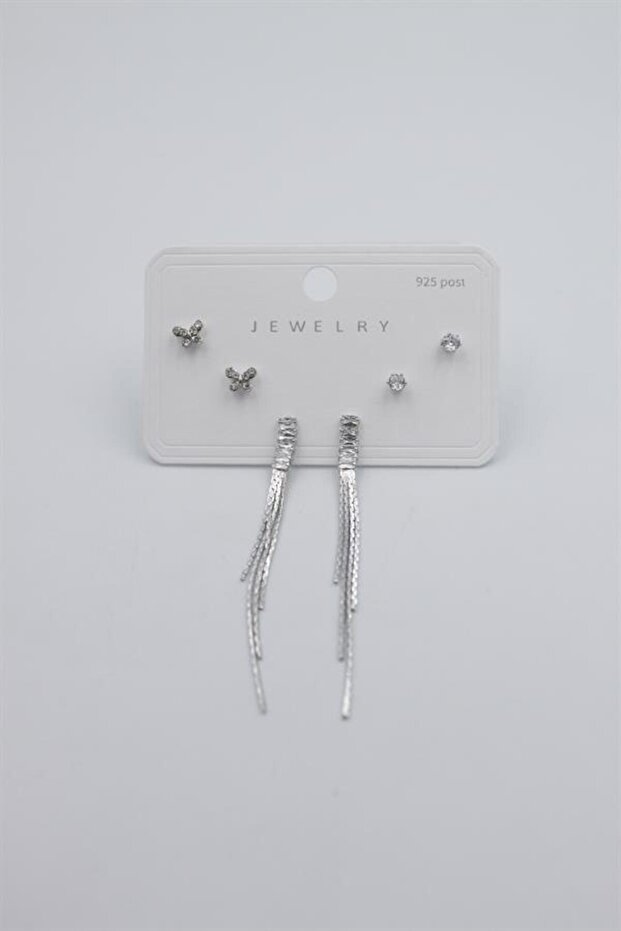 مجموعة متعددة من الأقراط - فضية - 1