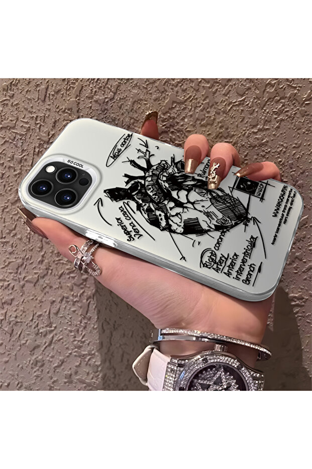 iPhone 14 Pro Compatible Silicone Edge Hard Back Anti-Fall Case Creative Patterned - 2