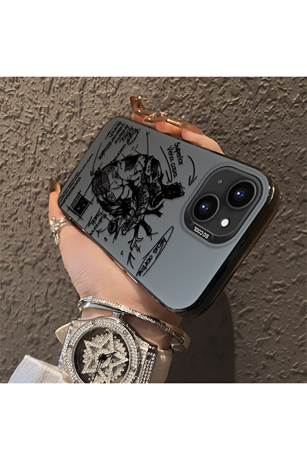 حافظة مضادة للسقوط من السيليكون المتوافقة مع هاتف iPhone 14 Plus/15 Plus، نمط إبداعي - 3