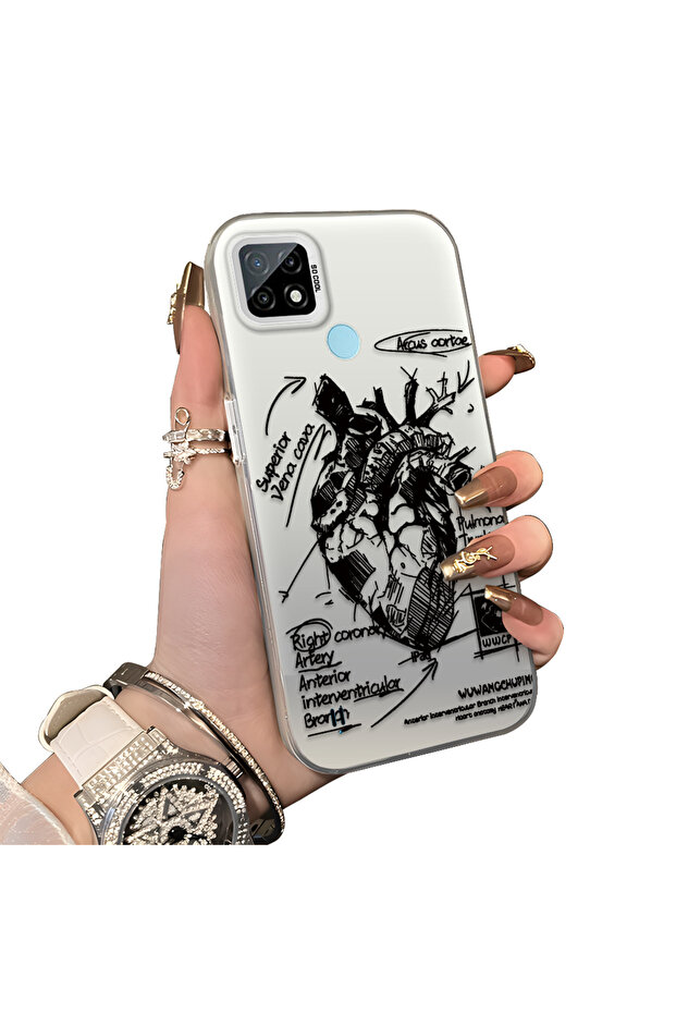 حافظة Realme C21 متوافقة مع الحافة السيليكونية الصلبة والمضادة للسقوط، بنمط إبداعي - 1