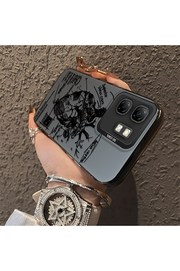 حافظة Infinix Smart 9 المتوافقة مع الحافة السيليكونية الصلبة والمضادة للسقوط بنمط إبداعي - 3