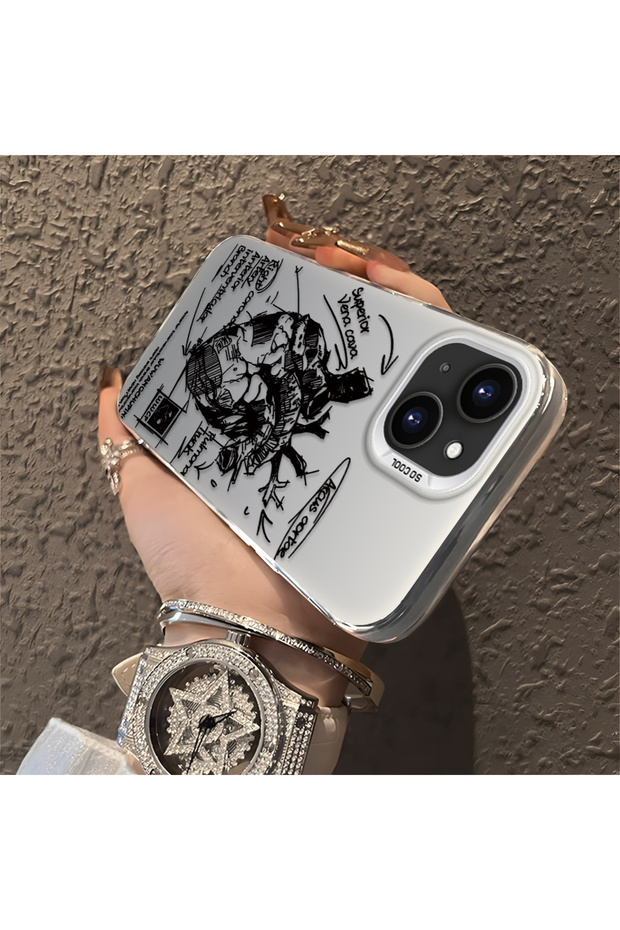 حافظة مضادة للسقوط من السيليكون المتوافقة مع هاتف iPhone 14 Plus/15 Plus، نمط إبداعي - 3