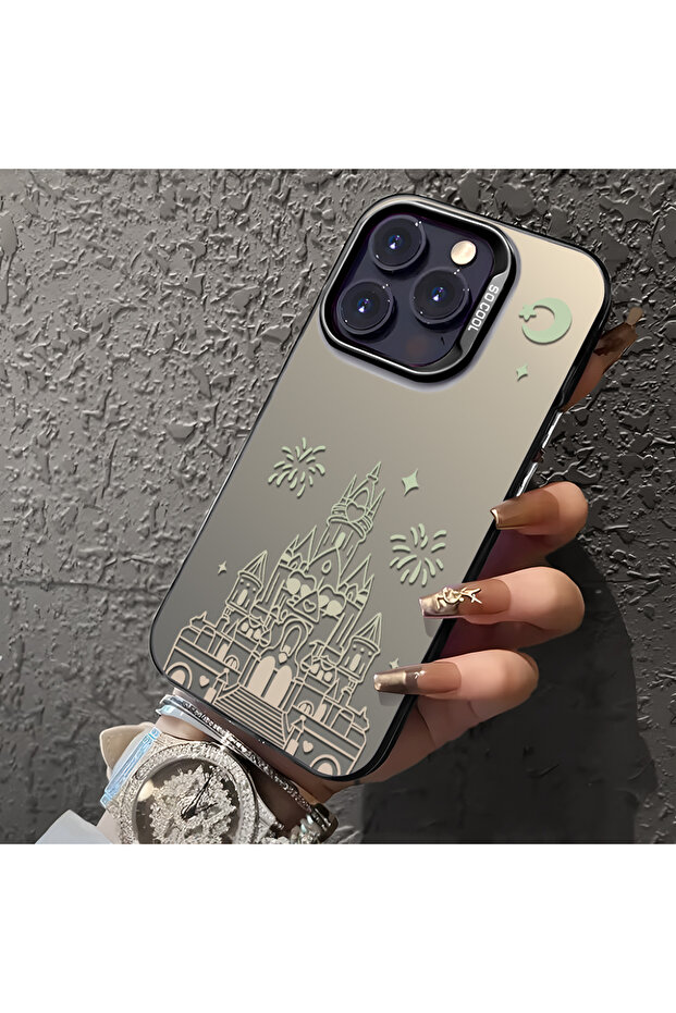 غطاء حماية متوافق مع آيفون 16 برو، مصنوع من السيليكون مع حافة صلبة وظهر مضاد للسقوط بنمط قلعة - 6