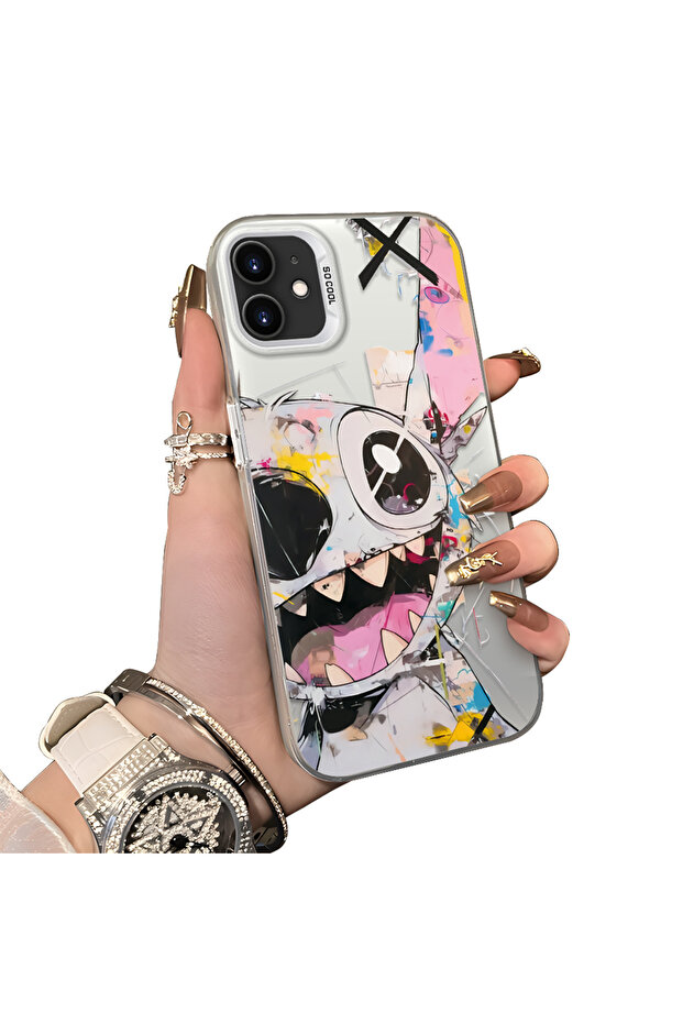 حافظة من السيليكون المتوافقة مع هاتف iPhone 12 ذات حافة صلبة ومضادة للسقوط ونمط ستيتش - 1