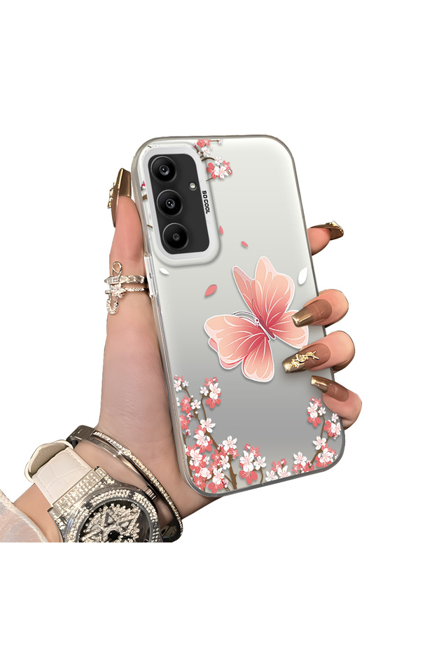 Samsung Galaxy A25 Compatible Silicone Edge Hard Back Anti-Fall Butterfly Pattern Case