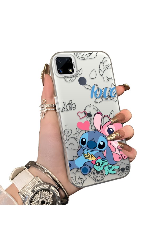 Realme C15 Compatible Silicone Edge Hard Back Anti-Fall Stitch Patterned Case