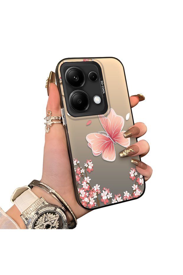 Xiaomi Redmi Note 13 Pro 4g Compatible Silicone Edge Hard Back Anti-Fall Butterfly Pattern Case