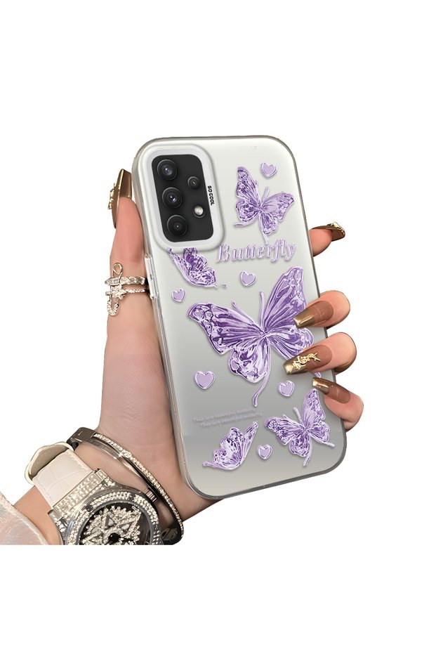 Samsung Galaxy A32 Compatible Silicone Edge Hard Back Anti-Fall Butterfly Pattern Case