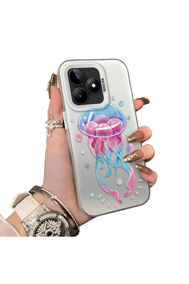 حافظة سيليكون متوافقة مع هاتف Realme Note 50 ذات حافة صلبة ومضادة للسقوط بنمط سمكة إسفنجية - 1