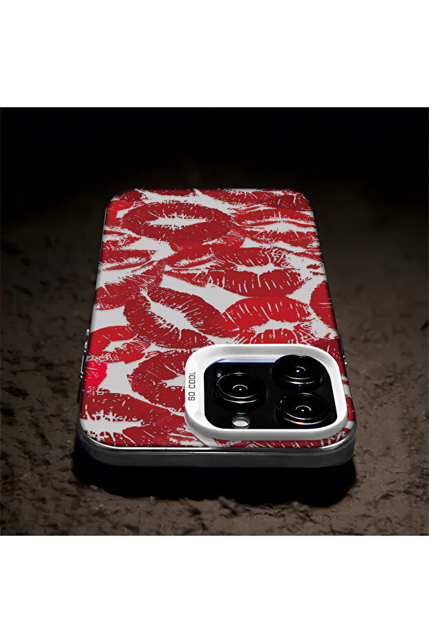 iPhone 16 Pro Compatible Silicone Edge Hard Back Anti-Fall Lip Patterned Case - 7