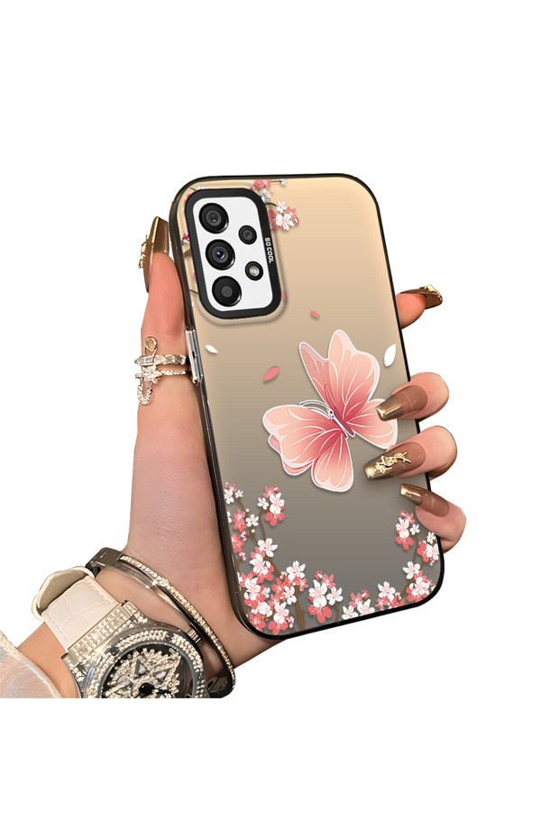 Samsung Galaxy A73 Compatible Silicone Edge Hard Back Anti-Fall Butterfly Pattern Case
