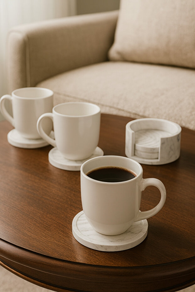 Marble Look 6-Piece Coaster Set - 3