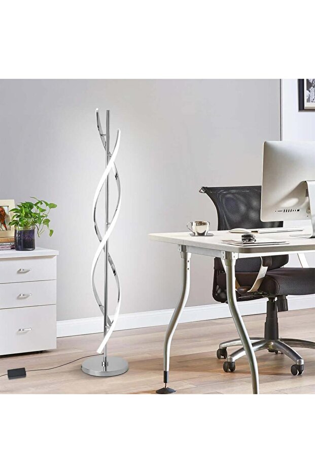 Creative Spiral LED DNA Floor Lamp Silver