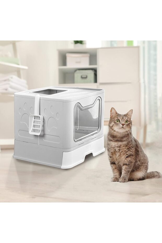 Two-Way Foldable Drawer Type Cat Litter Box