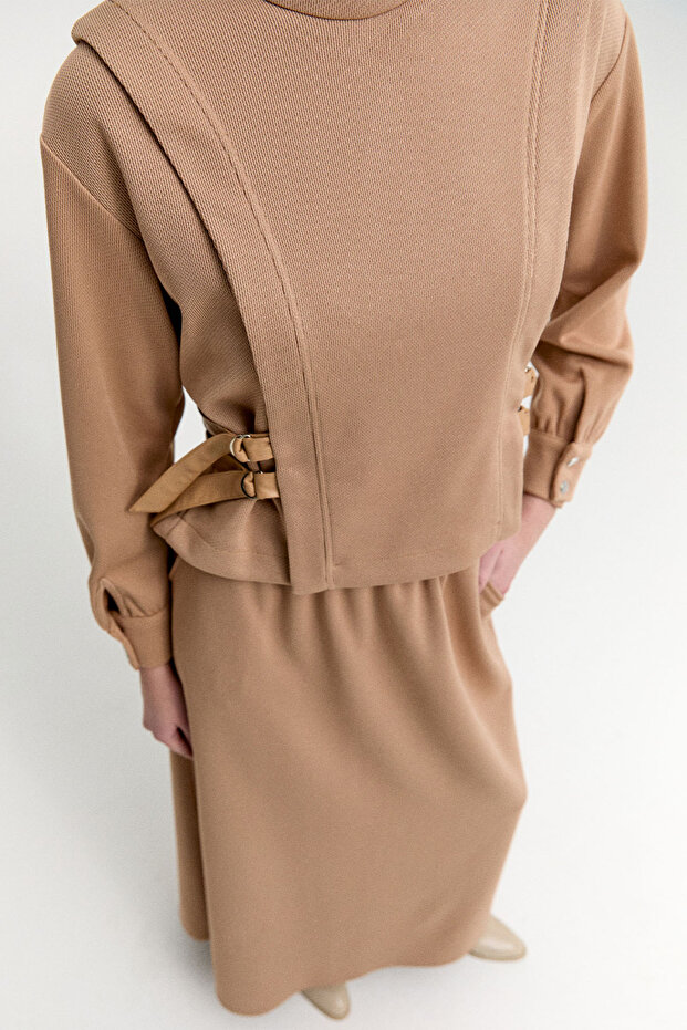 Deri Kemerli Örme İkili Takım - 5