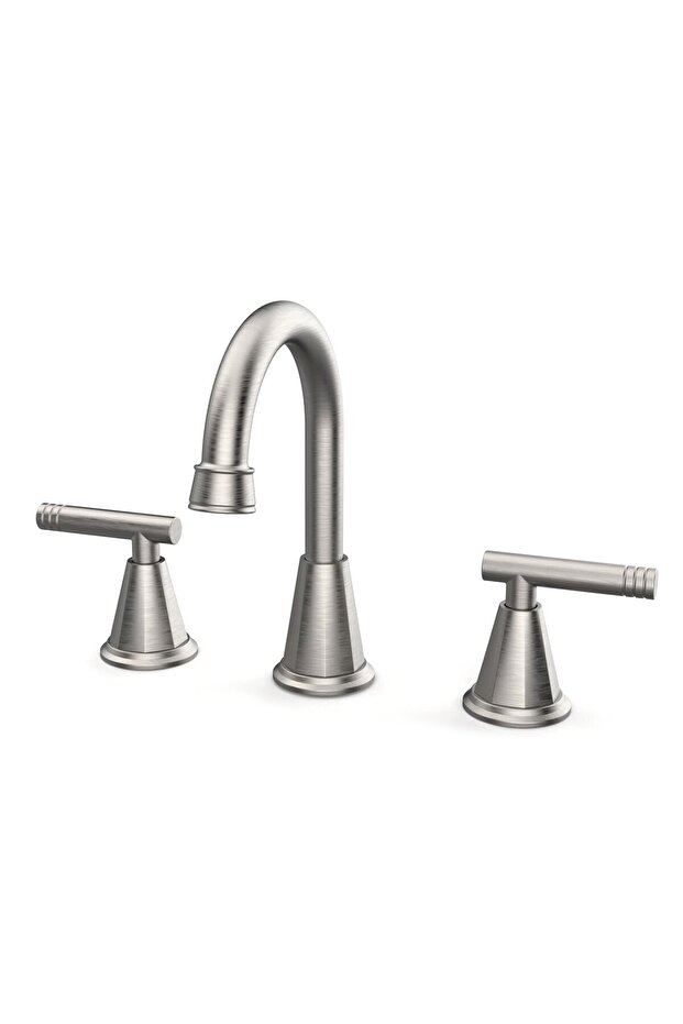 Bathroom Faucet 8 Inch 3 Hole 2 Handle, with Copper Valve and Stainless Steel Pop-Up Drain Assembly