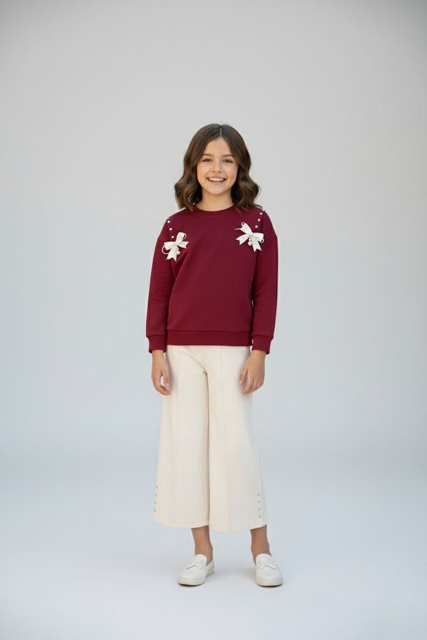 Badili 2-Piece Girl's Set with Cream Stone Detailed Jeans 23513