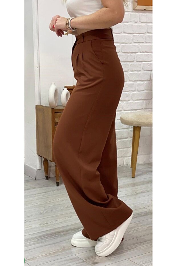 خصر عالي بيسك بنطلون واسع الأرجل - 2