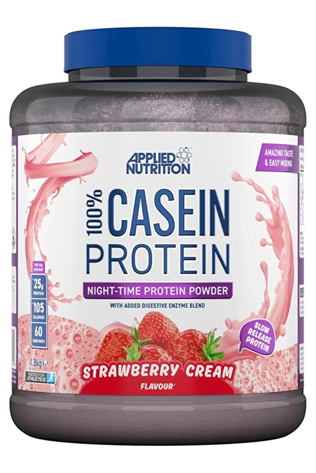 100% Casein Protein 1.8kg Night-Time,Strawberry Cream – 60 Servings