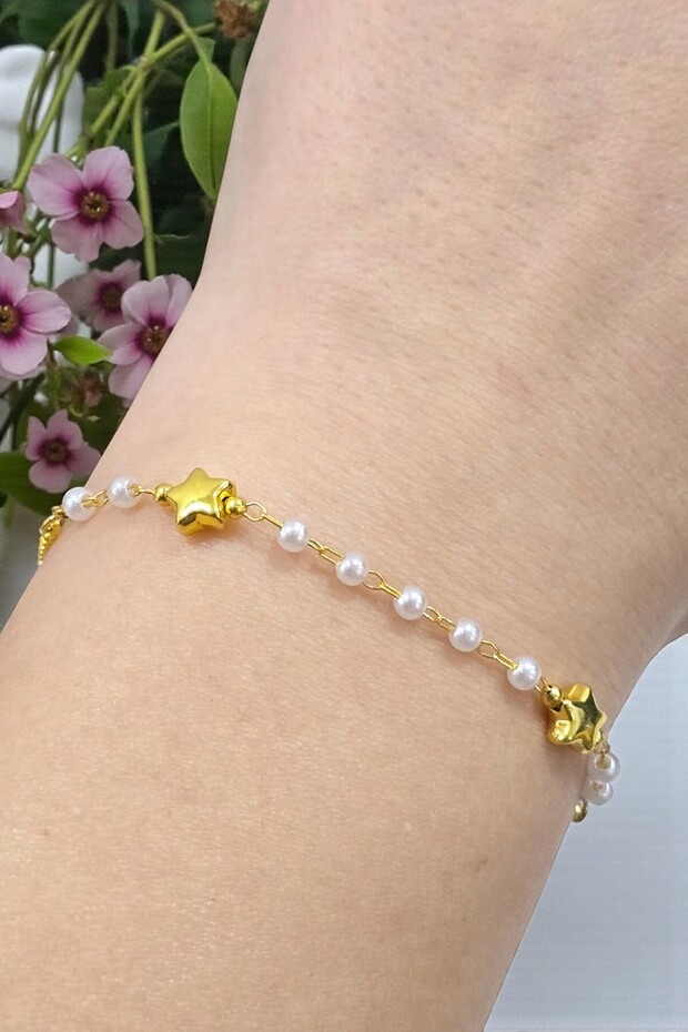 Gold Color Star Pearl Elevator Steel Bracelet