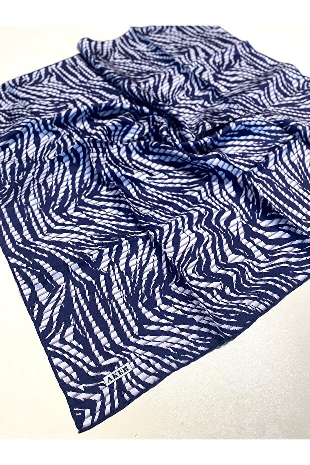 Tivil Silk Scarf 8573713 - 922 Navy Blue Zebra Pattern