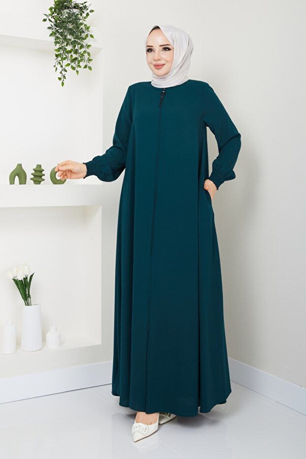 SG SARİAL GİYİM HIGH-QUALITY FULL FLARED POCKETED SUMMER LIGHT THIN FLOWY MEVLANA ABAYA
