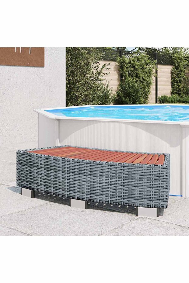 Spa Step Grey Poly Rattan 92x45x25 cm