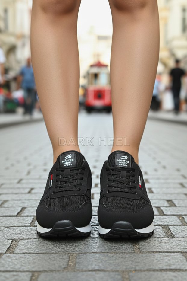Women's Black and White Daily Lace-Up Casual Comfortable Sole Sneaker Comfortable Soft Walking Sports Shoes